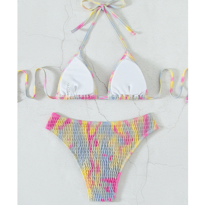 Rainbow Rave Bikini Set Multicolor Strap Triangle Bag Split Two-Piece Beach Swimsuit