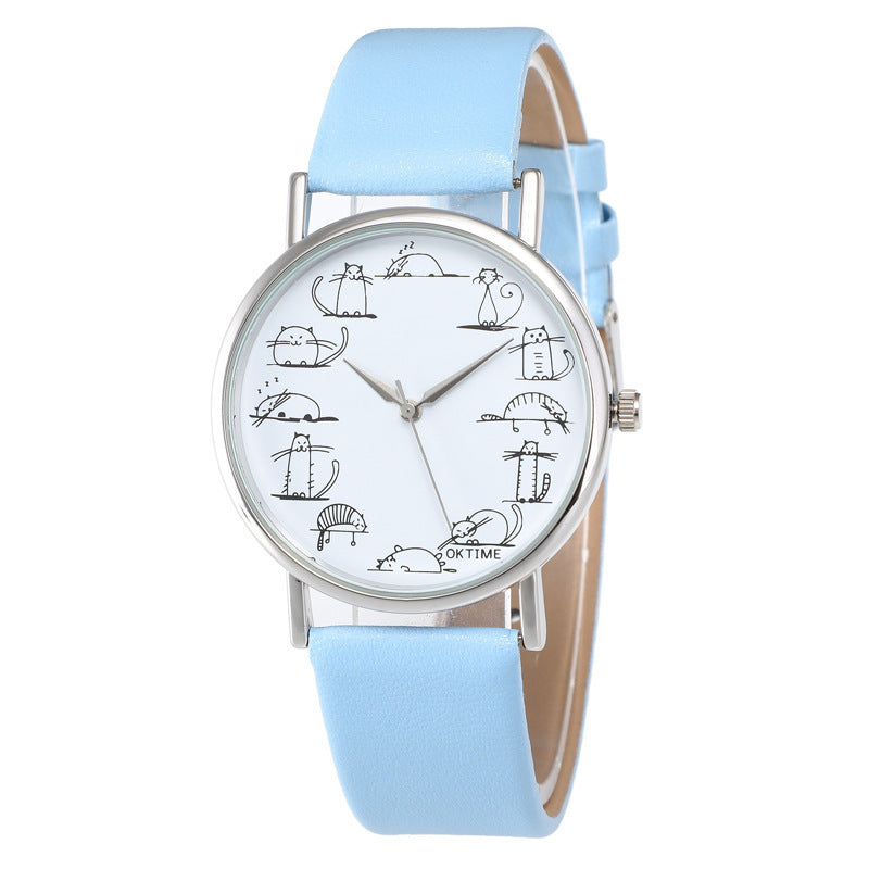 Whisker Watch Couture - Simple Cat Multicolor Watch blue