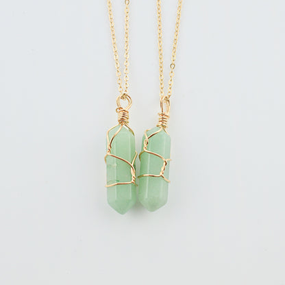 Crystal Prism Elegance Necklace - Geometric Hexagonal Quartz green