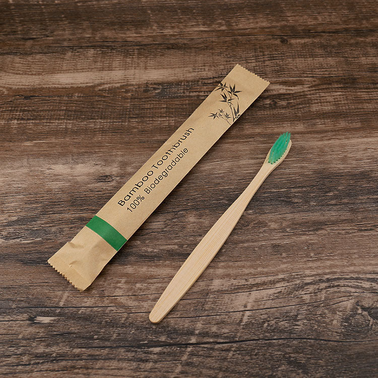 Bamboo Beauty Toothbrush - Flat Bamboo Paper Bag green