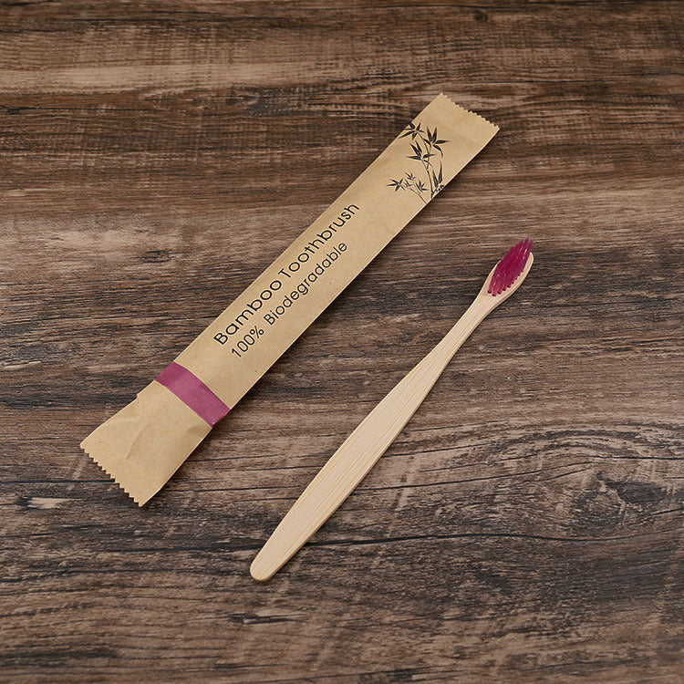 Bamboo Beauty Toothbrush - Flat Bamboo Paper Bag red