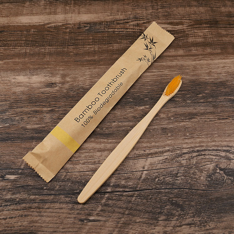 Bamboo Beauty Toothbrush - Flat Bamboo Paper Bag orange