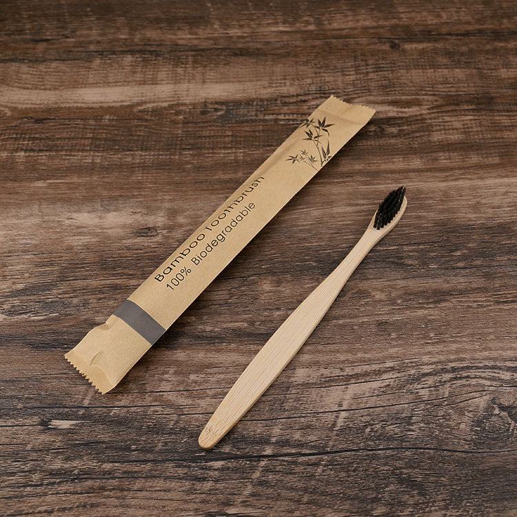 Bamboo Beauty Toothbrush - Flat Bamboo Paper Bag black