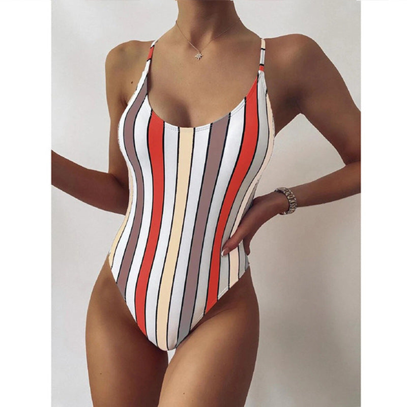 Multicolor Striped One-piece Swimsuit - NYXIE