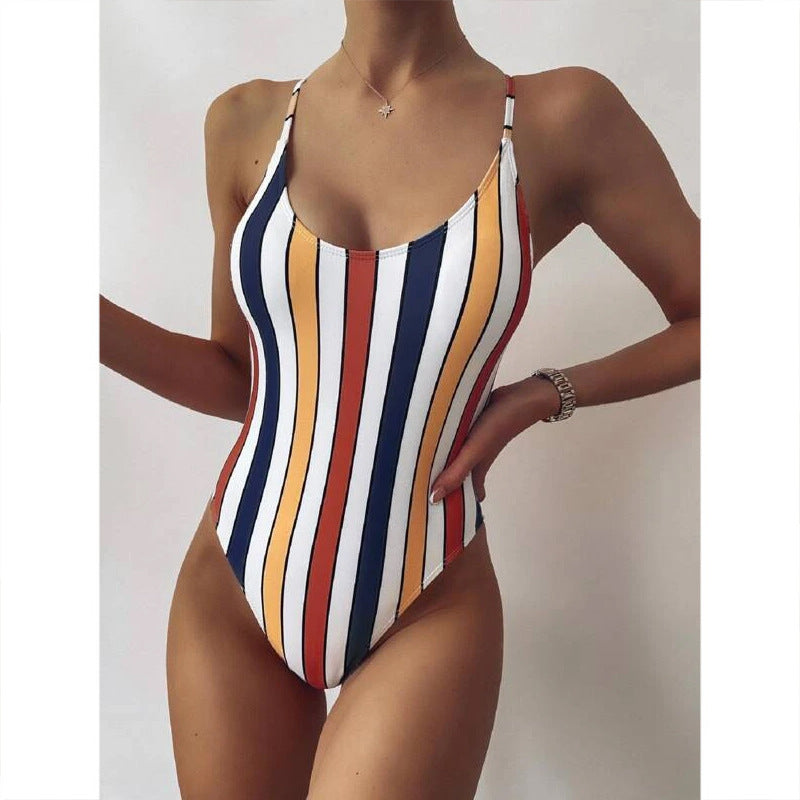 Multicolor Striped One-piece Swimsuit - NYXIE