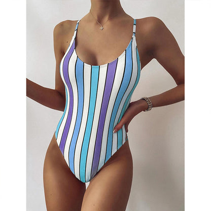 Multicolor Striped One-piece Swimsuit - NYXIE