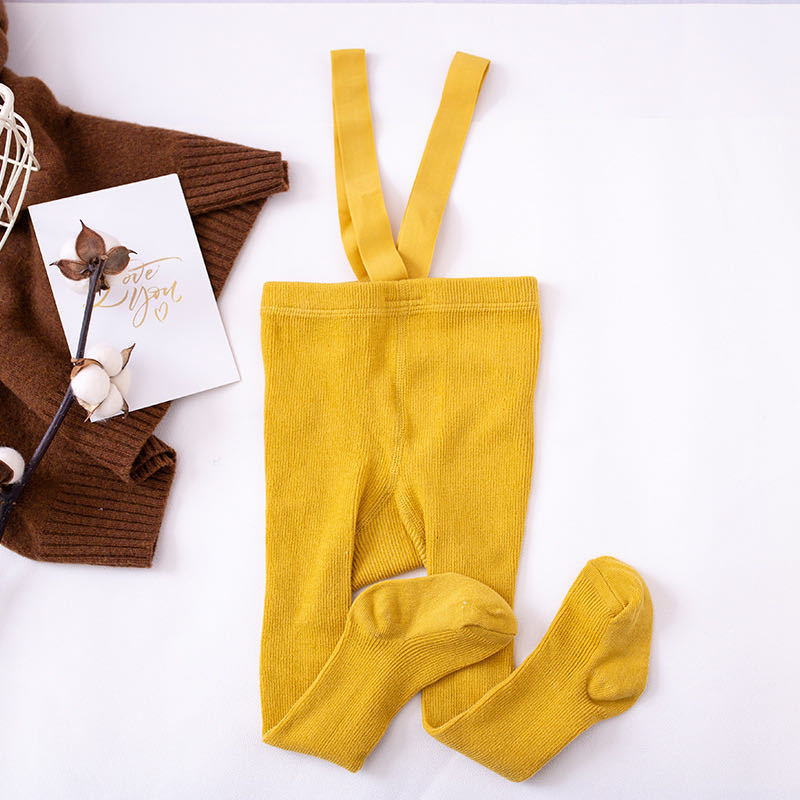 Bnoli Combed Cotton Baby Crawling Cross Overalls yellow