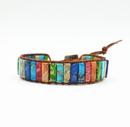 Majestic Stone Weave Bracelet - Colored Imperial Stone Leather