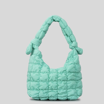 PlushPleat Purse - Simple Quilted Bubble Texture Handbag green