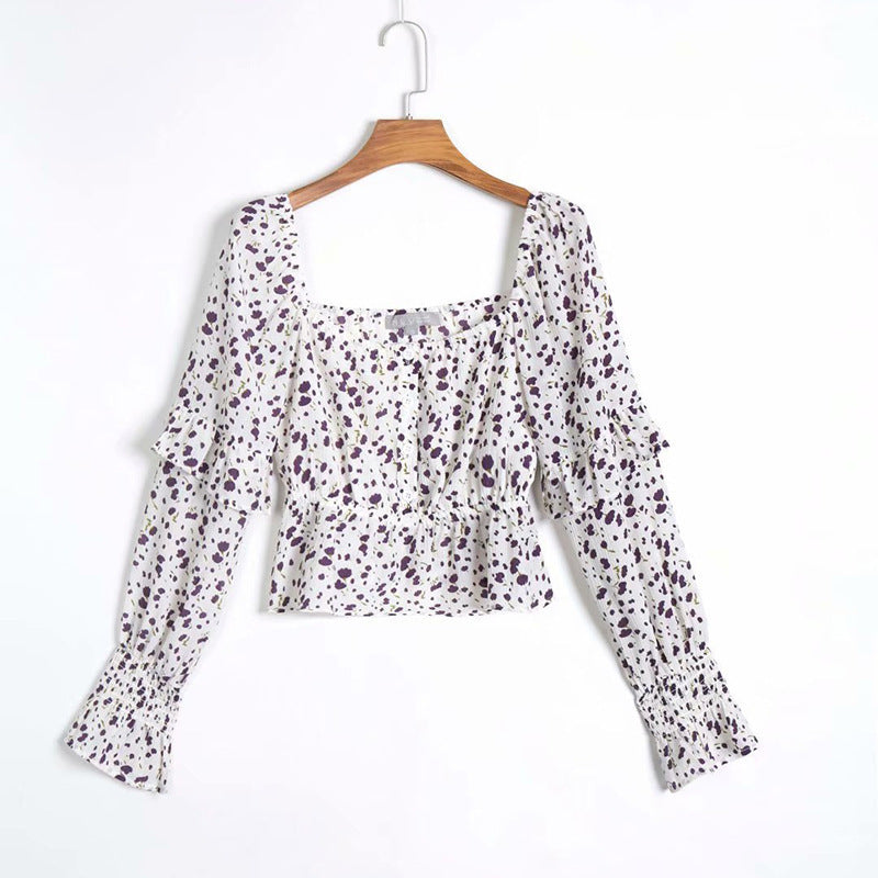 Bnoli | Square Collar Floral Shirt