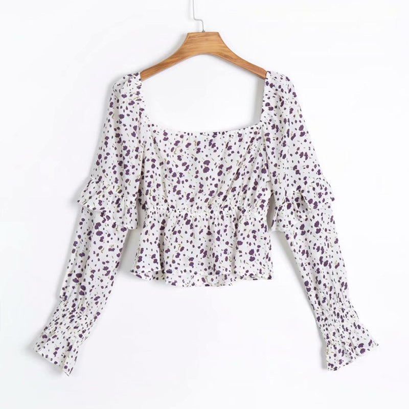 Bnoli | Square Collar Floral Shirt