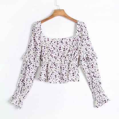 Bnoli | Square Collar Floral Shirt