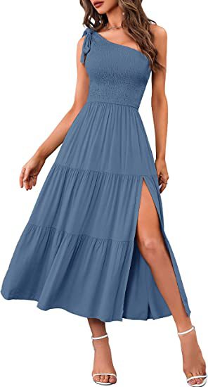 NYXIE Sunlit Symphony Layered Hem Dress -  One-shoulder Dress