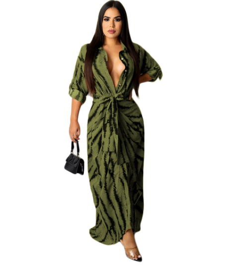 Bnoli | Solid Color Burst Pleated Dress green and black