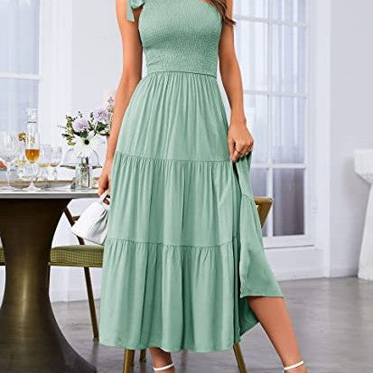 NYXIE Sunlit Symphony Layered Hem Dress -  One-shoulder Dress