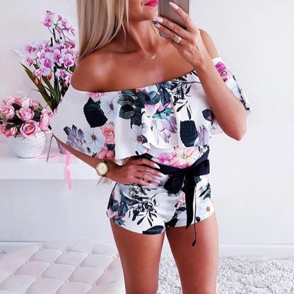 Feminine Print One-Shoulder Jumpsuit Graceful Blossom One-Shoulder Jumpsuit - NYXIE