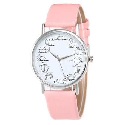 Whisker Watch Couture - Simple Cat Multicolor Watch pink