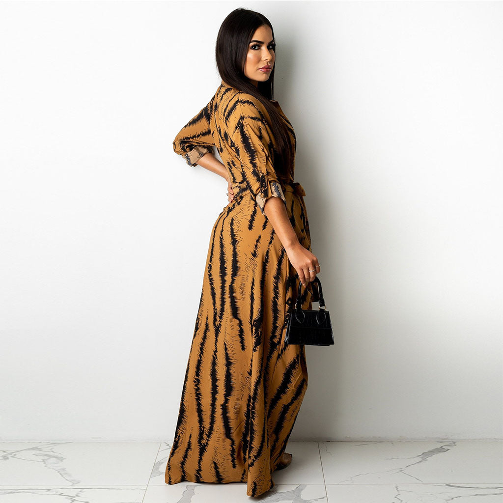 Bnoli | Solid Color Burst Pleated Dress brown and black