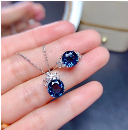 Blue Stones Pendants Necklaces Jewelry Sets - NYXIE