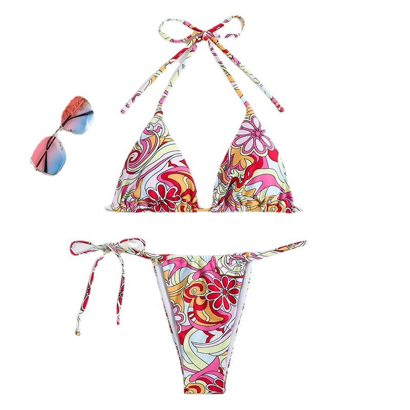 Seaside Glam Swimsuit - Triangle Printed Bikini