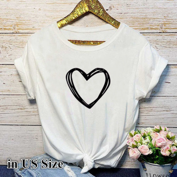 Heartbeat Chic Top - Heart Print Women T-Shirt white