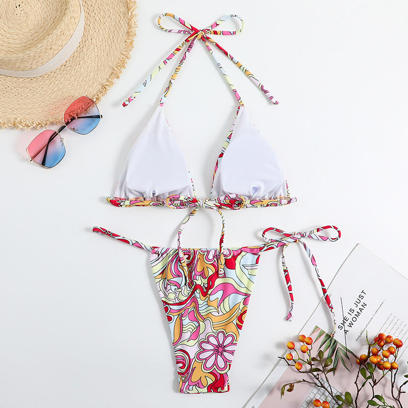 Seaside Glam Swimsuit - Triangle Printed Bikini