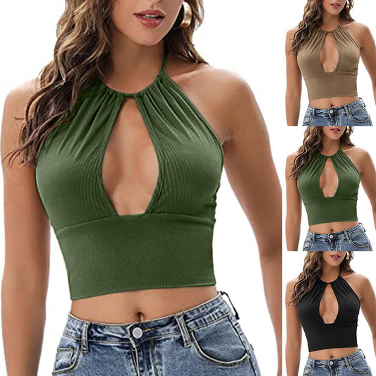 Luxe Lace Halter Cami - Camisole Halter Women Vest green