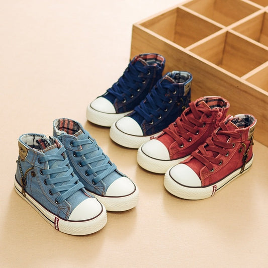 ActiveTread Canvas Kids Shoes Children Casual Denim Sneakers Boys Girls light blue red orange