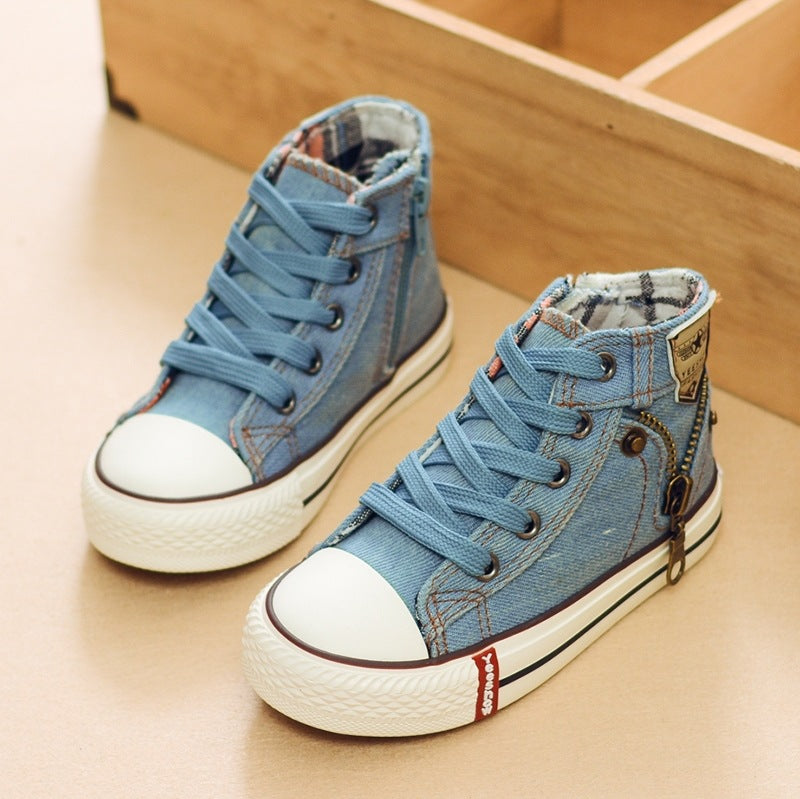 ActiveTread Canvas Kids Shoes Children Casual Denim Sneakers Boys Girls light blue red orange