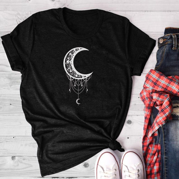 CelestialCharm Tee - Sun Moon Women Tshirt black