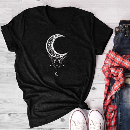 CelestialCharm Tee - Sun Moon Women Tshirt black