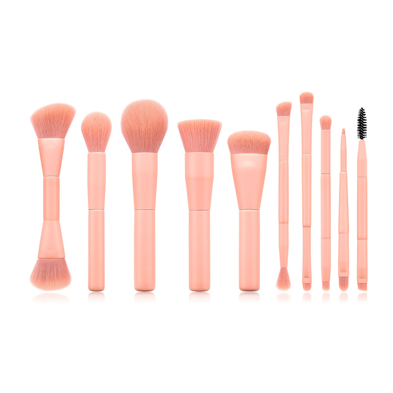 GlamCraft Makeup Tool Set - 10pcs Brushes Set pink