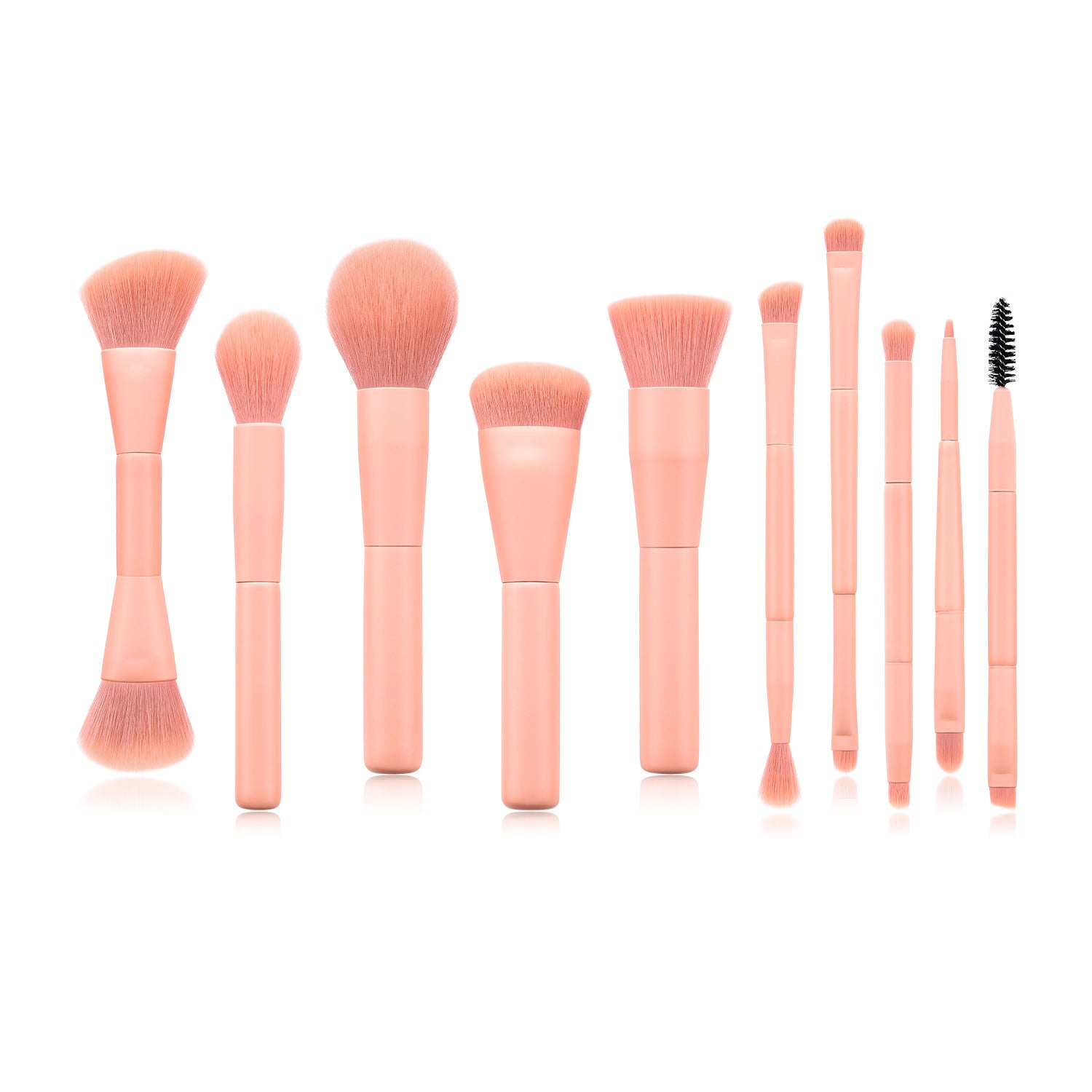 GlamCraft Makeup Tool Set - 10pcs Brushes Set pink