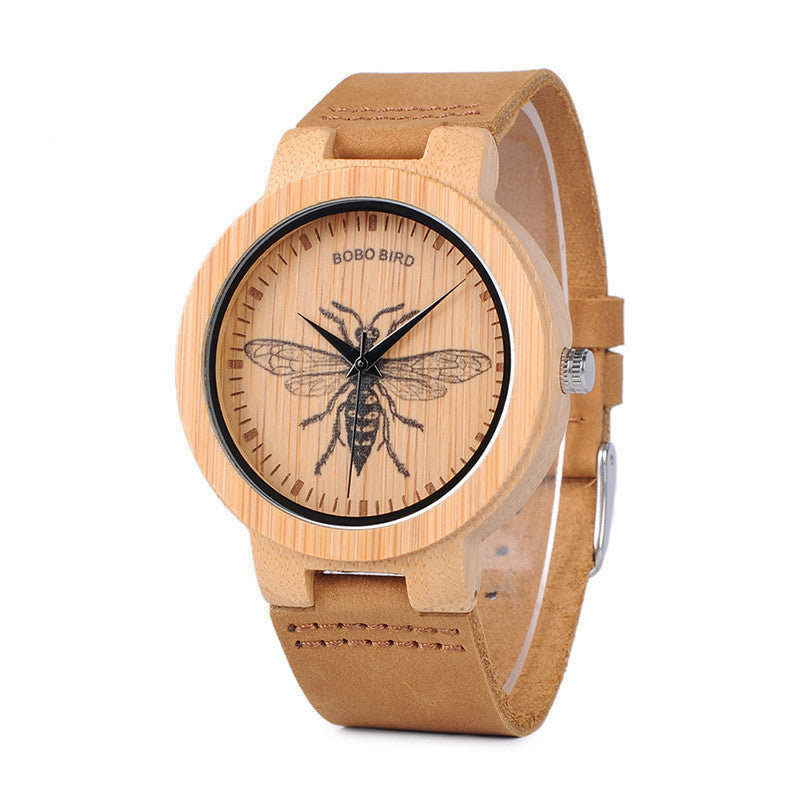 Opulent Woodland Wristwatch Fashionable Wood Style blue brown