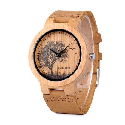 Opulent Woodland Wristwatch Fashionable Wood Style blue brown