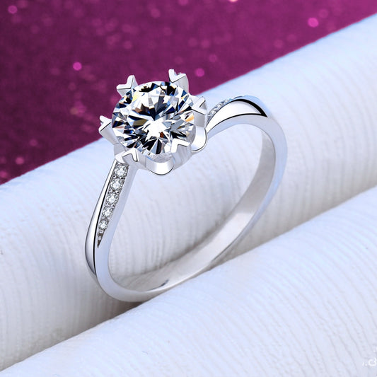 Pure Brilliance Silver Stone Ring 925 Silver Eight Hearts Eight Arrows