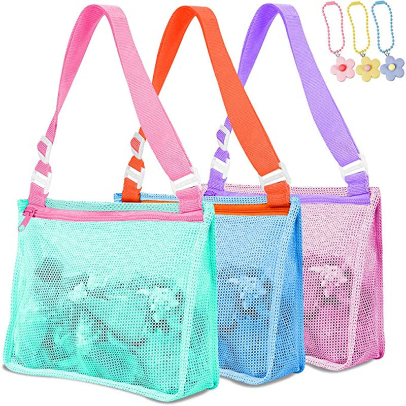 Seaside Safari Shell Sack Children Summer Beach Toy Net Storage Bag pink green blue