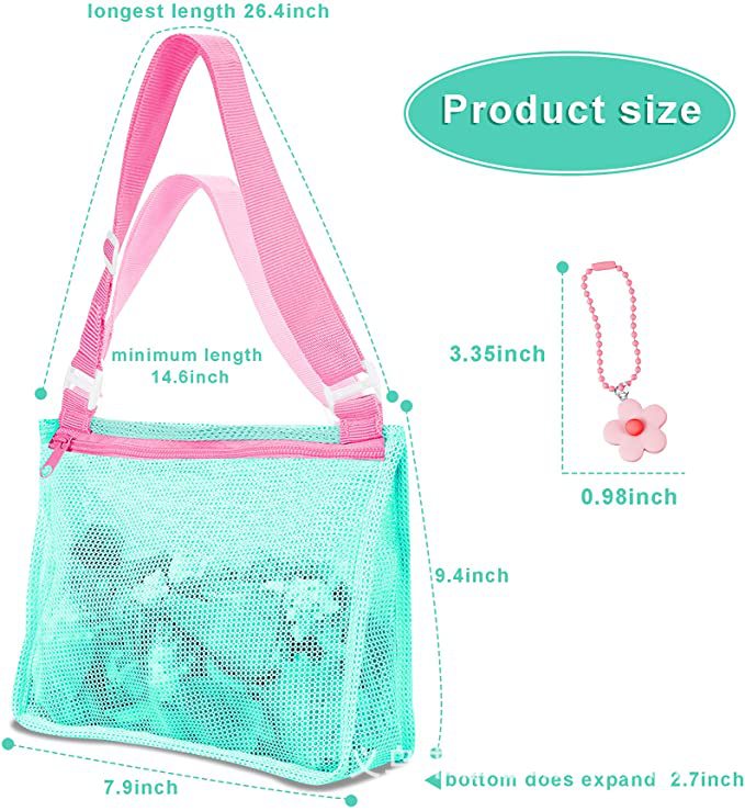 Seaside Safari Shell Sack Children Summer Beach Toy Net Storage Bag pink green blue