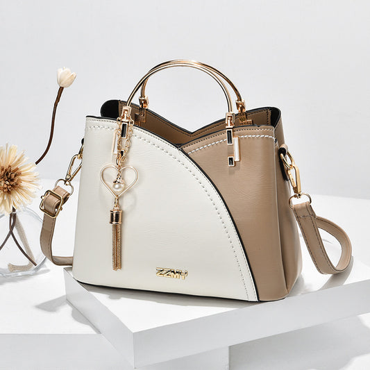 Bnoli | Color Block Love Tassel Crossbody Bags white brown