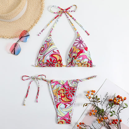 Seaside Glam Swimsuit - Triangle Printed Bikini