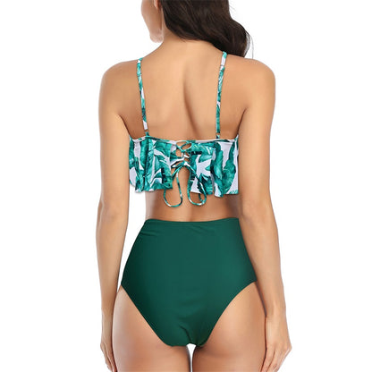 NYXIE RainforestRipple Bikini Set - Tropical Rain Forest High Waist Split Swimsuit