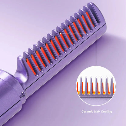 StyleMaster Curl-Straight Combo - Professional Wireless Hair Straightener Curler Comb Fast Heating Negative Ion Straightening Curling Brush Hair Styling Tools