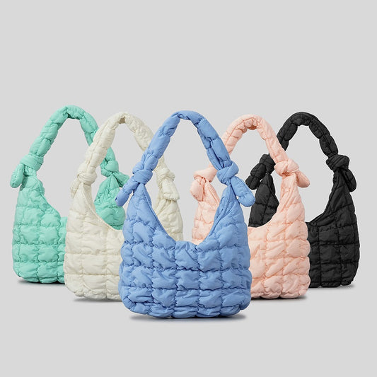 PlushPleat Purse - Simple Quilted Bubble Texture Handbag - NYXIE